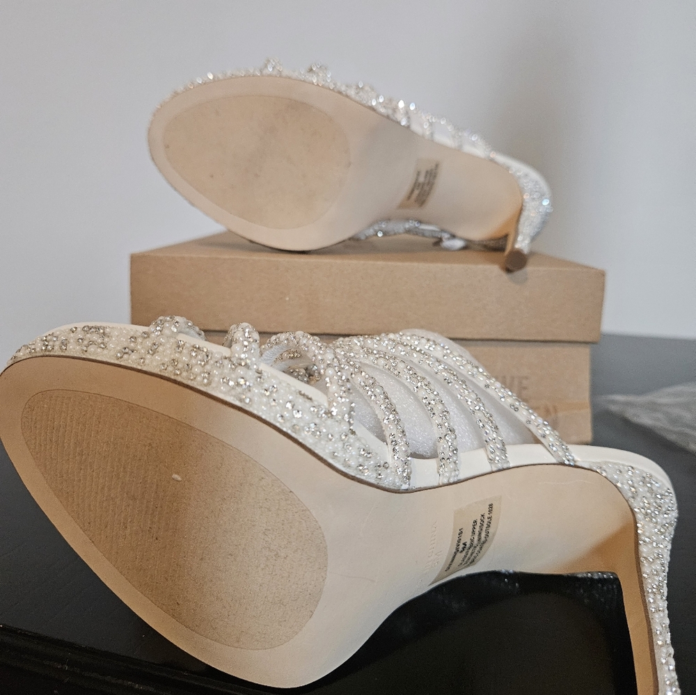 Steve Madden White Heels with High Stiletto and Open-Toe Design